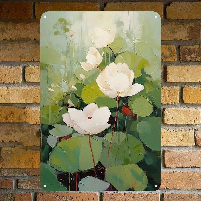 Vintage Metal Tin Sign Wall Art Floral Butterflies Decor for Home Living Room Kitchen