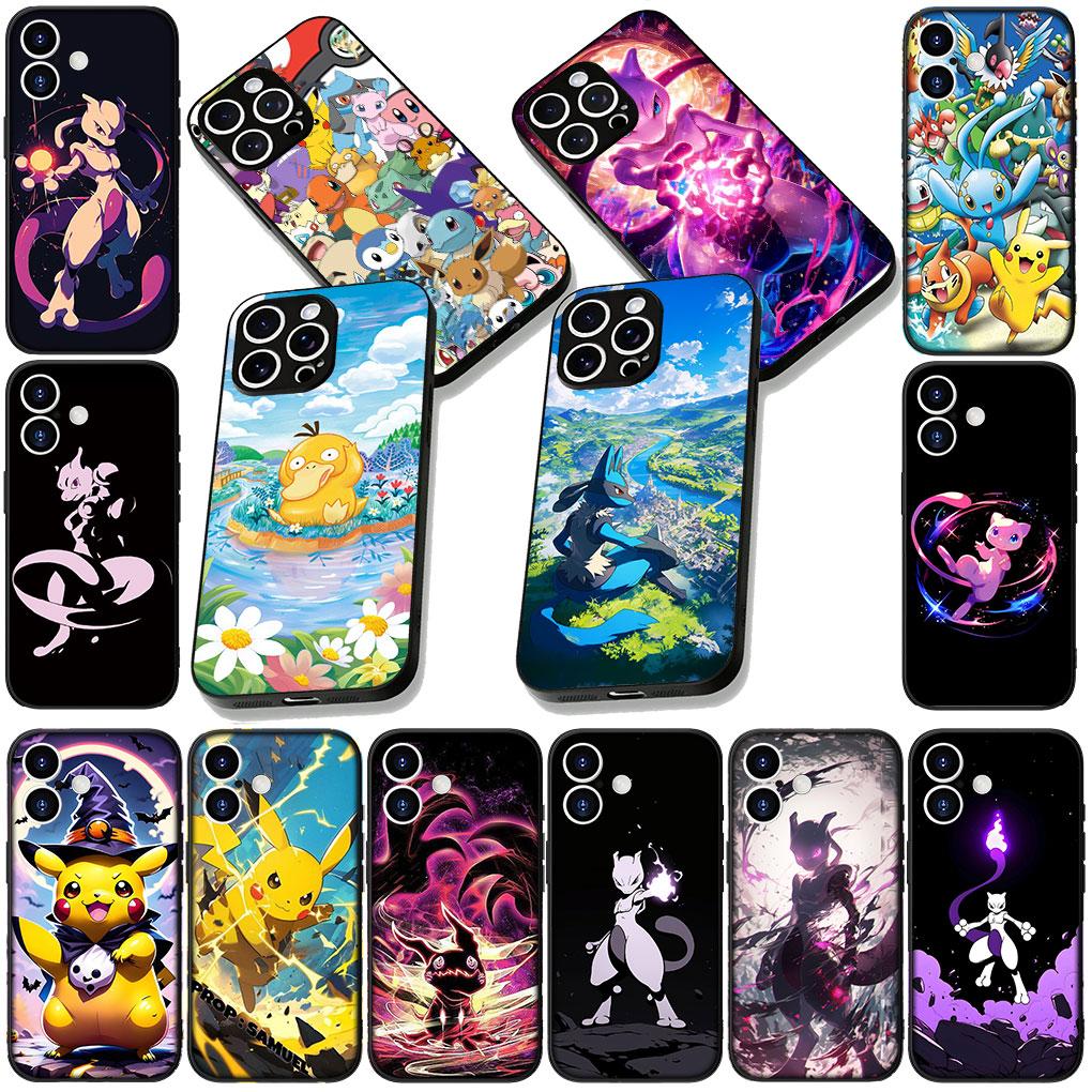 Phone Cover for Apple iPhone 13 12 Mini XS 11 Pro Max 7 8 Plus XR SE 2022 2020 SE3 Case P-Pikachus Mew P-Pokemons Mewtwo