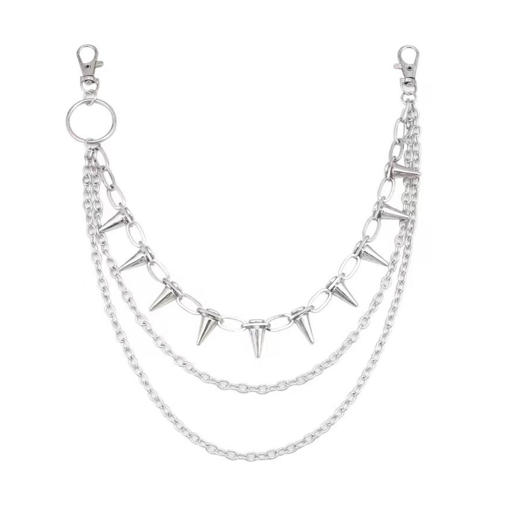 Edgy Spiked Metal Chain Accessory Detachable For Pants Bags Punk Style Secure Clasp Youth Punk Fashion belt Attachment