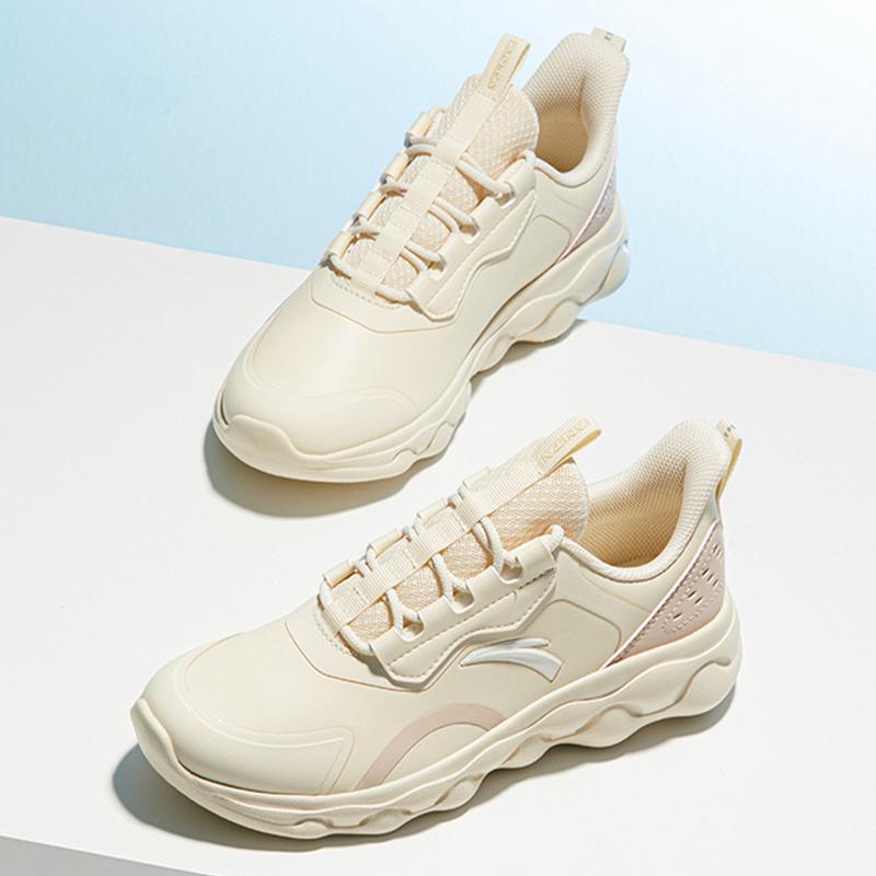 Anta Comfortable Casual Durable Low Top Running Shoes Women Sneaker Beige 922235573-5