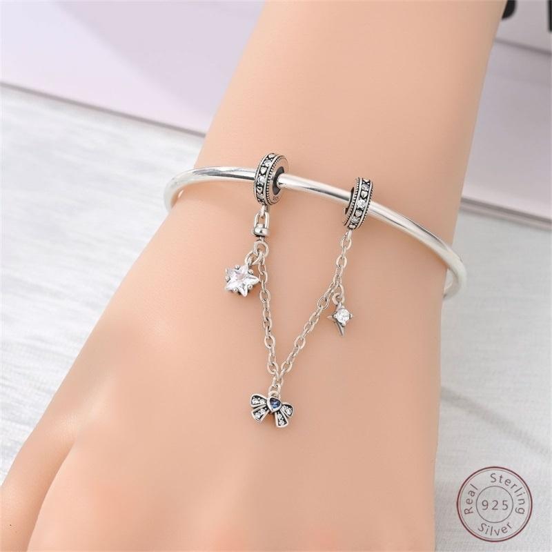 New Original Copper Charms Bead Luminous Rose Cat Planet Star Moon Pendant Fit Women Bracelet Necklace Jewelry Gift