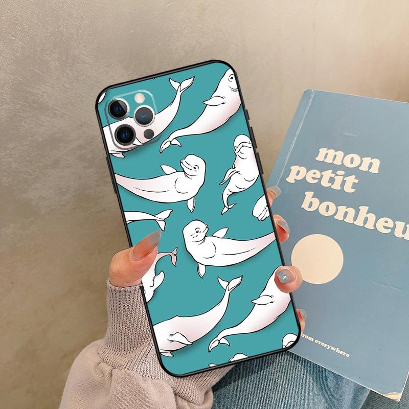 Blue Ocean Whales Pattern Case For iPhone 17 Air 16 15 14 13 11 12 Pro Max 13 Mini XR 15 16 Plus 16e Back Cover Shell