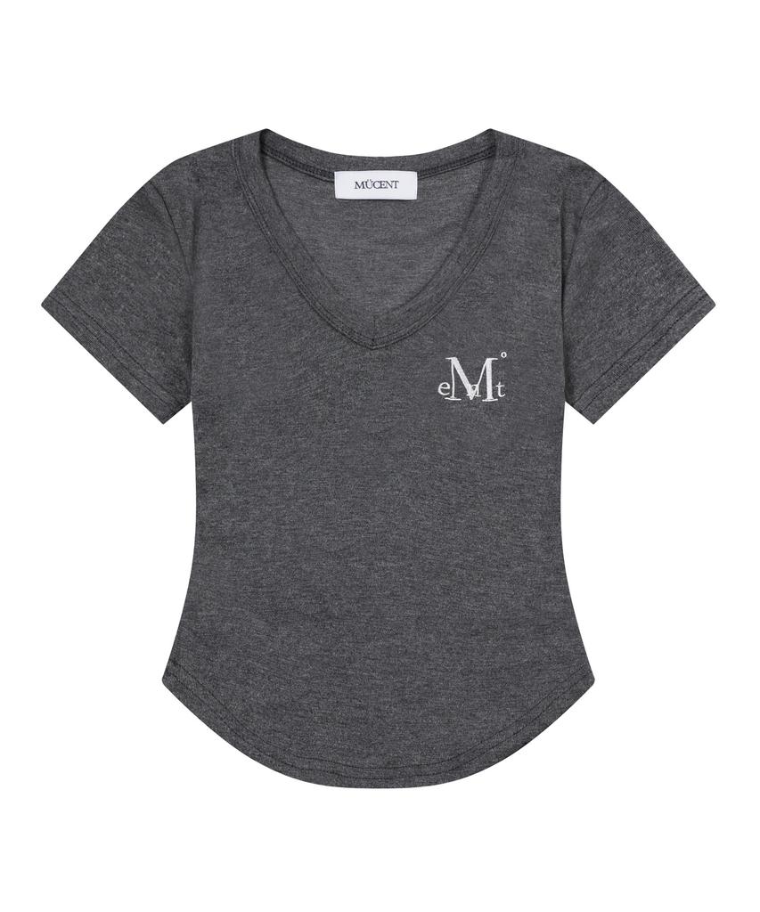 Mucent Bellin V-Neck Cropped Rolled Short Sleeve T-Shirt (5 Colors)