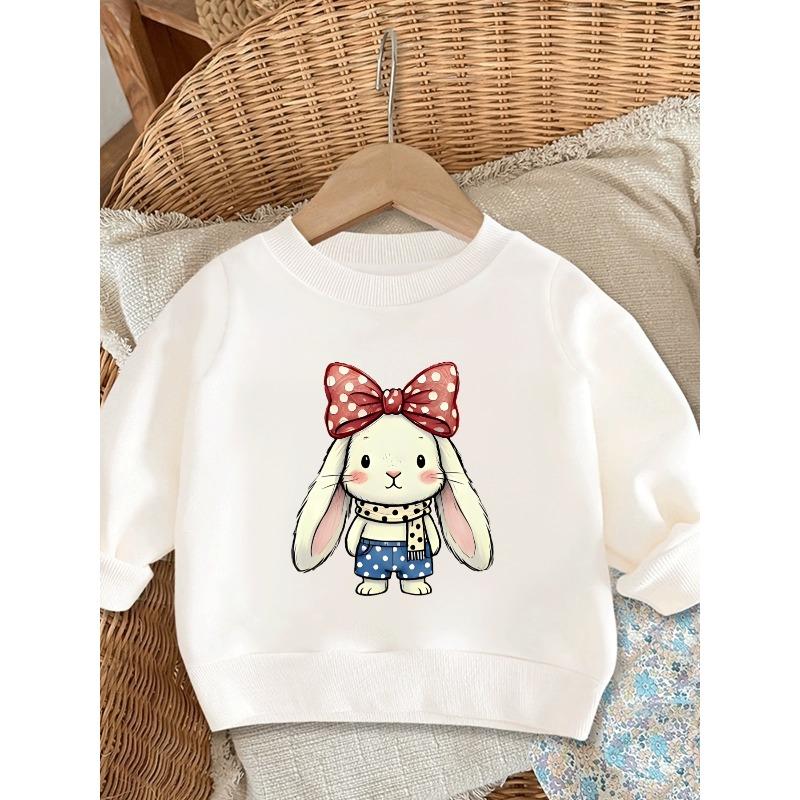 Cute Printed Pattern 0-3 Years Old Girls' Comfortable Children's Spring Lightweight Round Neck Sweatshirt, Suitable for Outdoor Wear