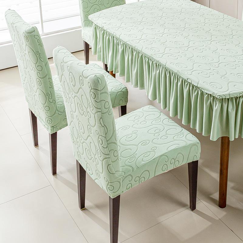 

Leaves Chair Cover with Skirt for Dining Room High Back Elastic Jacquard Dining Chair Kitchen Wedding Banquet Chair Slipcover 1PC