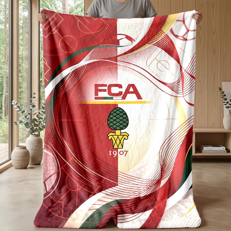 FC Augsburg FC Weiche Flanell-Fleece-Decke Leicht Gemütlich Warm Überwurfdecke für Sofa Bett Heimdekoration