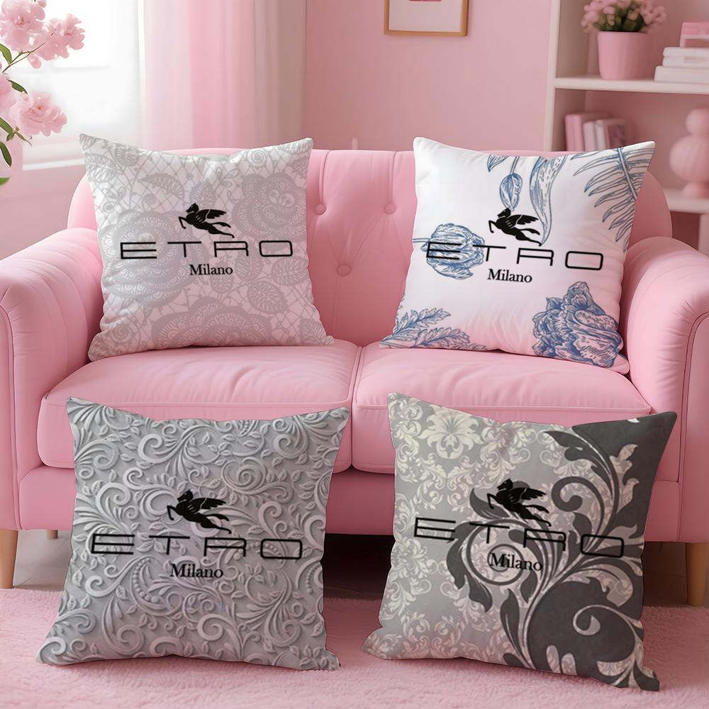 Light Luxury Fashion E-Etro-O Cushion Cover Plush Fabric Soft Double-Sided Printed Sofa Warm Winter Home Gift Pillow Cover