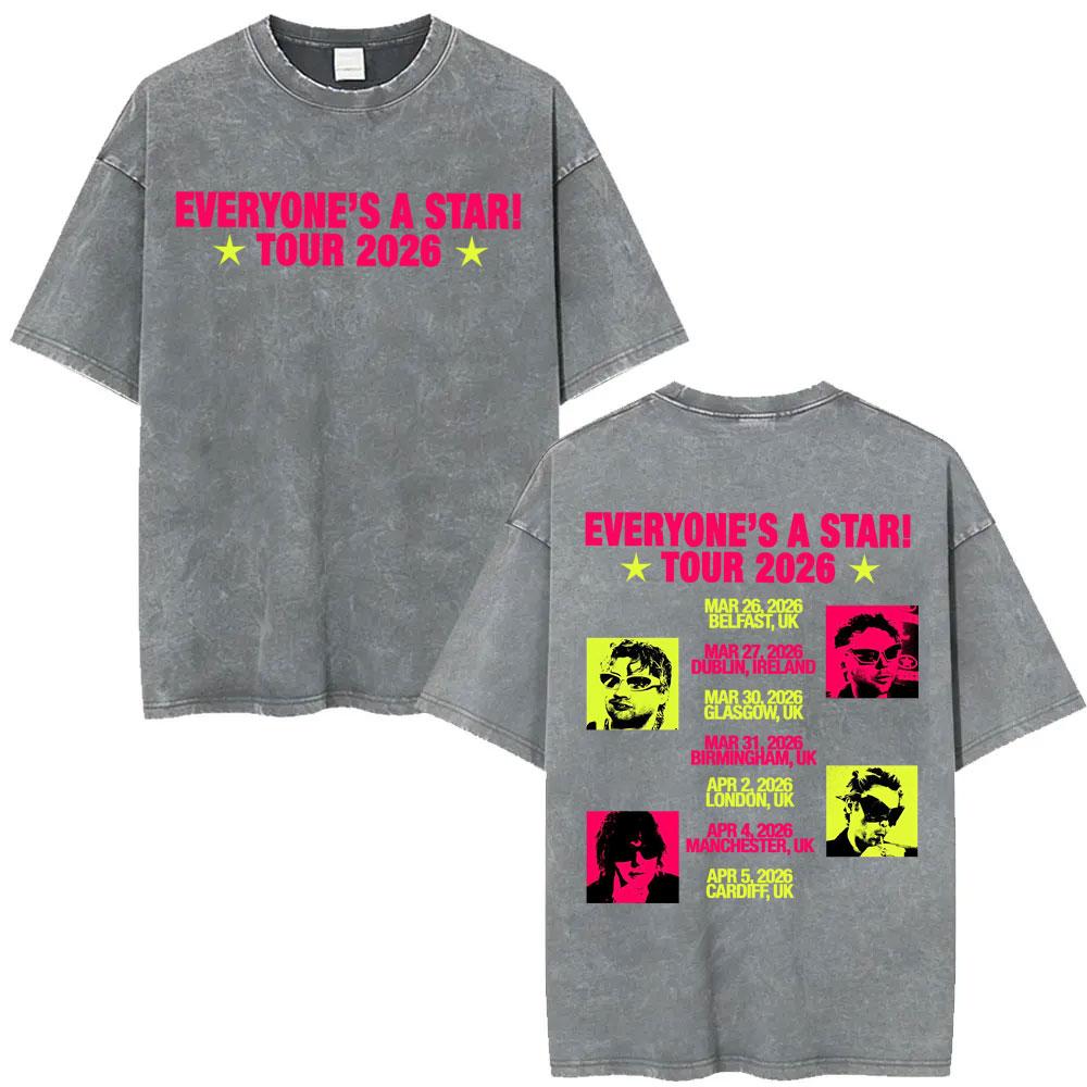 Seconds of Summer Everyones A Star World Tour Vintage Washed T Shirts Men Women Harajuku Hip Hop Oversized Tshirt Streetwear