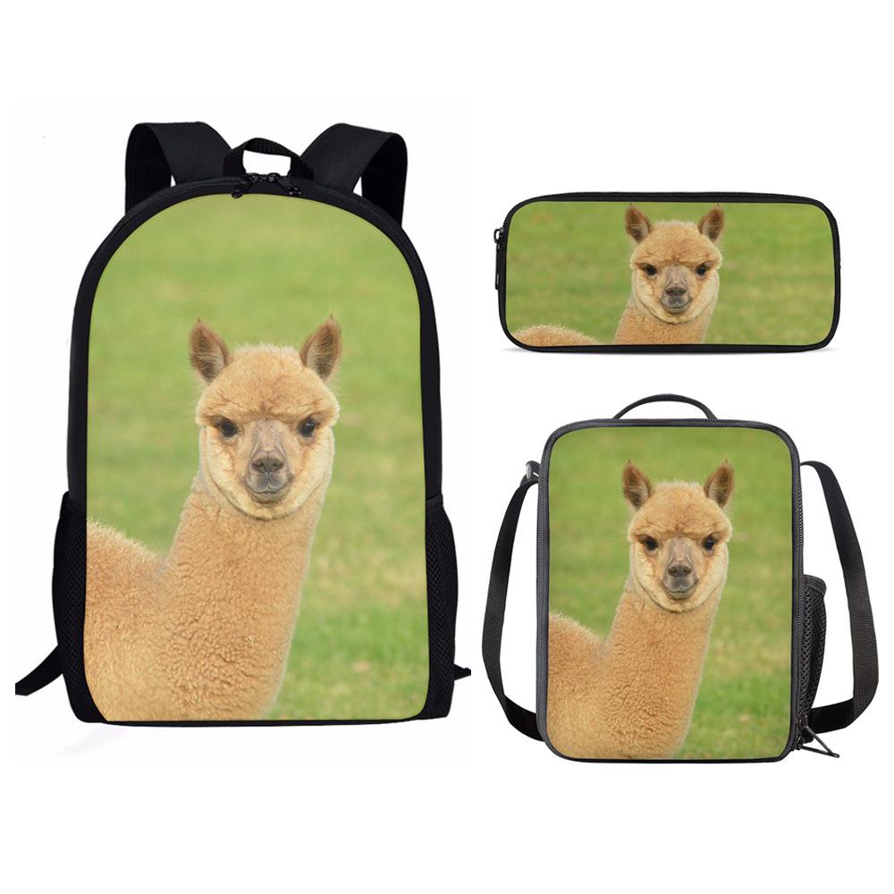 Classico Divertente Animale Panda Stampa 3D 3pz/Set Zainetti Scolastici per Bambini Zaino per Laptop Zaino Giornaliero Borsa Pranzo Astuccio