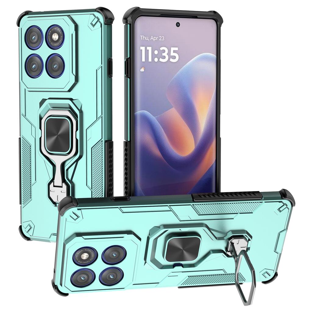 For Motorola Edge 60 Pro 5G Case Rotatable Ring Kickstand PC+TPU Shockproof Phone Cover