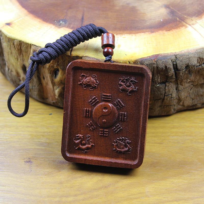 Hand-Carved Lightning-Struck Jujube Wood Thangka Box Pendant Ornament