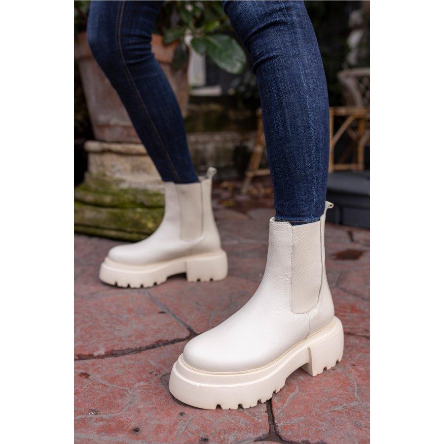 Women's Genuine Leather Thick Sole Long Chelsea Boots