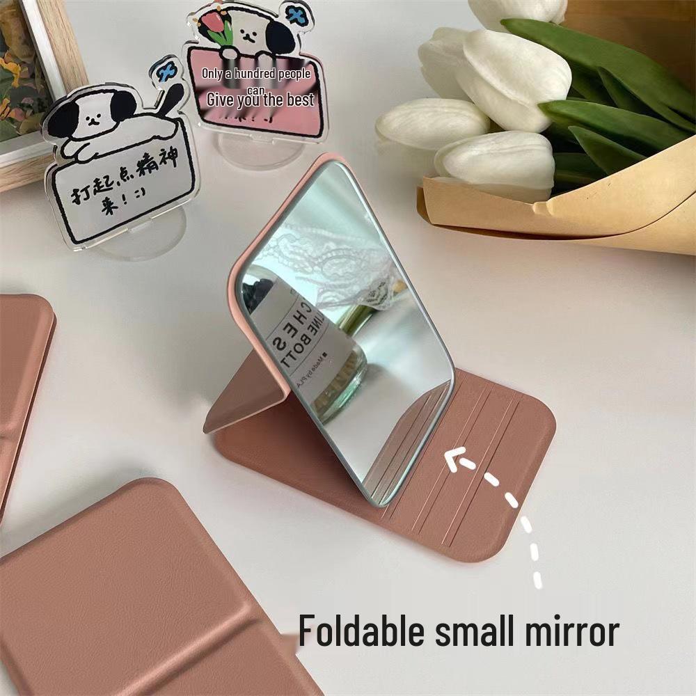 Compact Folding Makeup Mirror with Comb for Students and Travel