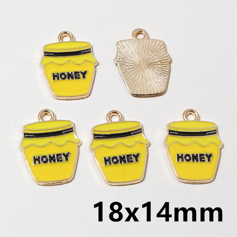 10pcs Enamel Flower Bee Honey Honeycomb Charms Pendant Alloy Metal for Necklace Earrings Bracelet DIY Jewelry Making Accessories