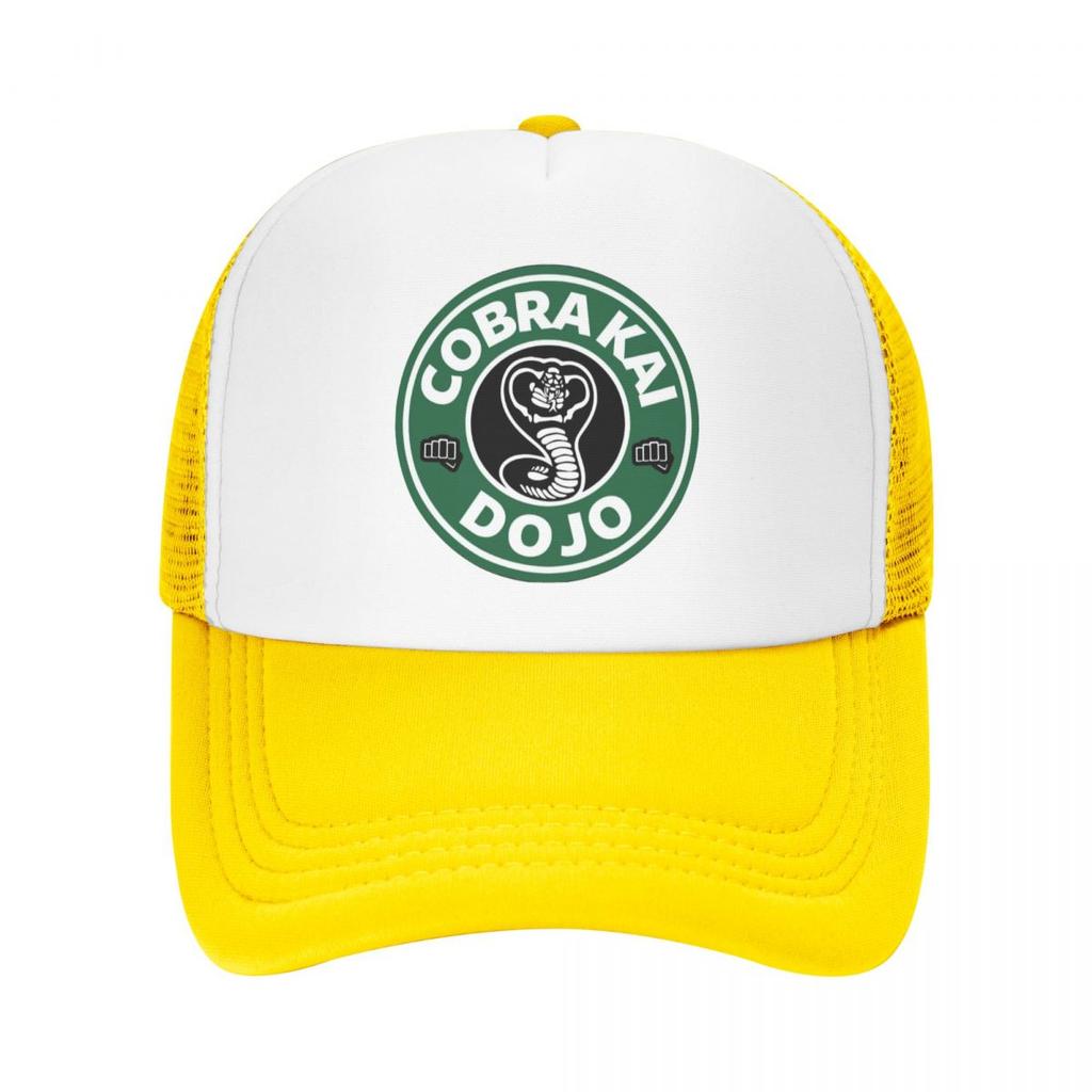Cobra Kai Dojo Coffee Logo Baseball Caps Unisex Snapback Hats Lovers Trucker Caps Women Breathable Mesh Visor Bones