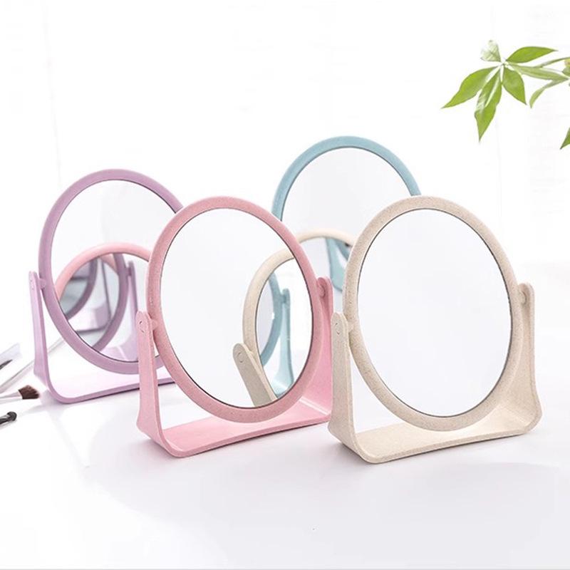 Rotatable Square Double-Sided Desktop Makeup Mirror for Dormitory