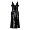 Scoop Neck Patent Leather Midi Dress Black