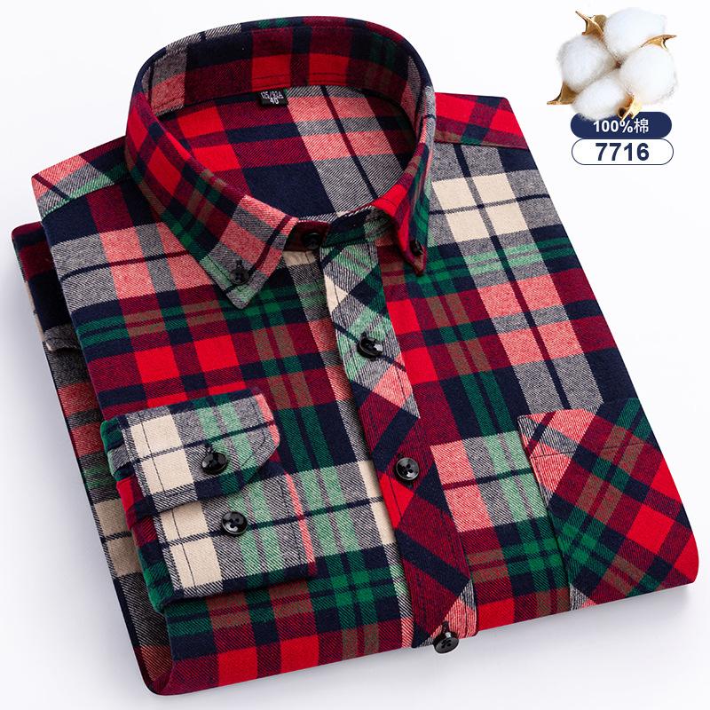 Plus Oversize 8xl Men's Flannel Shirts Men Long Sleeve Casual Comfortable Men's Plaid Shirt 100 Cotton Big Size Single Pocket