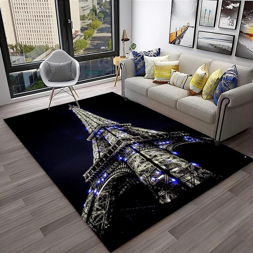 France Paris Eiffel Tower Retro Carpet Rug for Home Living Room Bedroom Sofa Doormat Decor,Kids Play Area Rug Non-slip Floor Mat