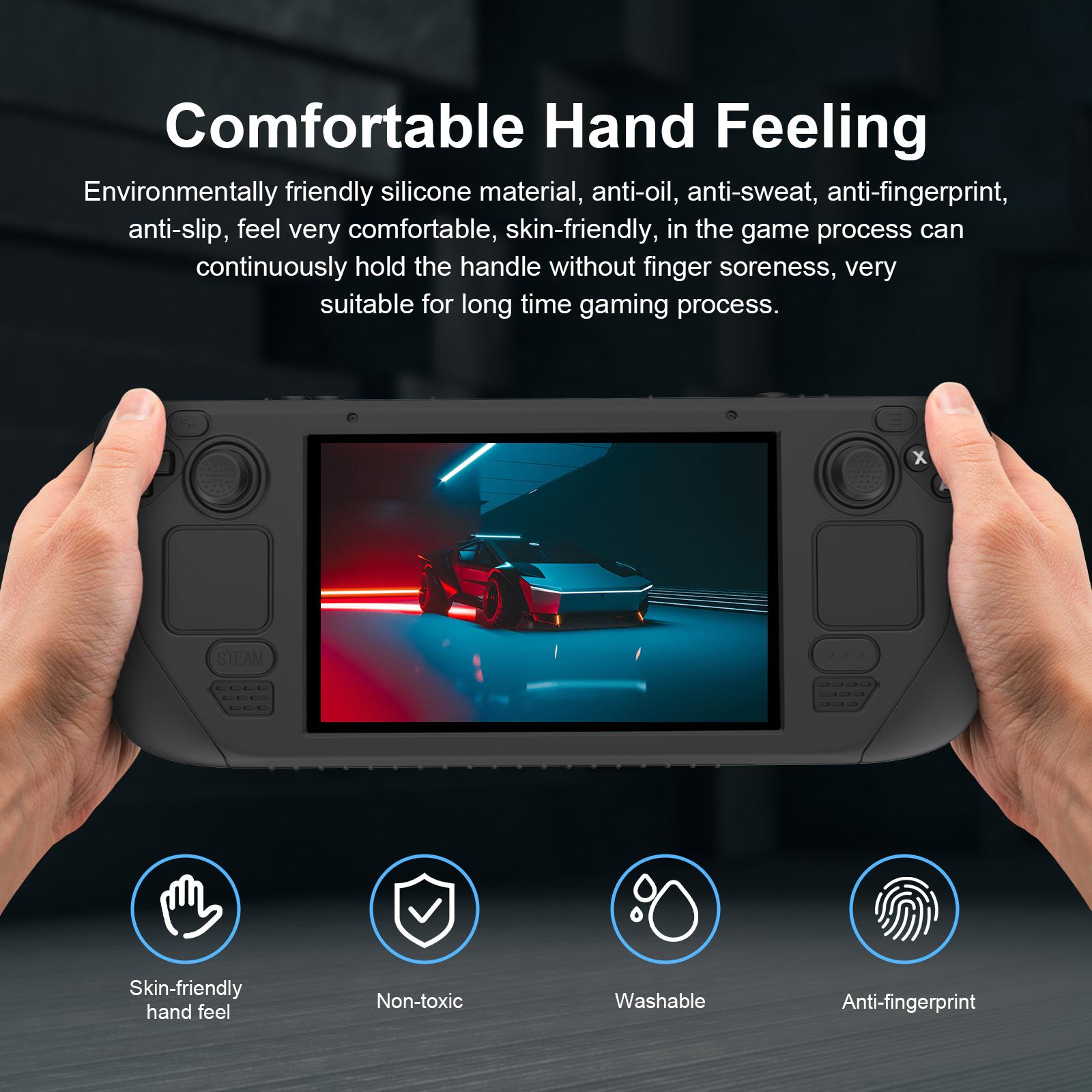 

SD001 for Steam Deck Silicone Case Game Console Ergonomic Grip Anti-Slip Cover Black