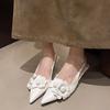 Fashion 2025Sexy Flower Pointed Toe Thin Low Heels Women Pumps Elegant Wedding Slingback Shoes Mules Zapatos De Mujer