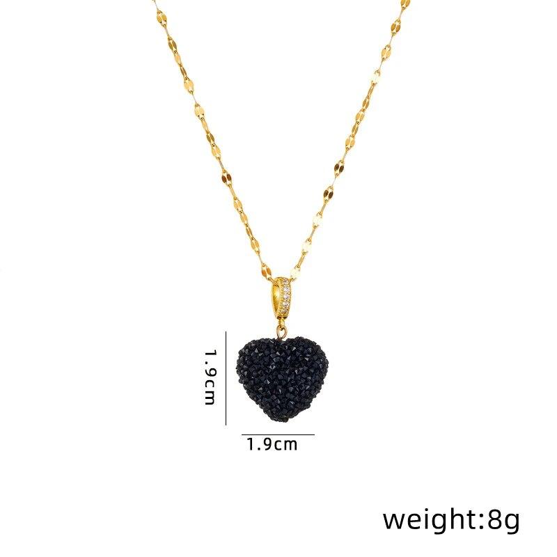 1 Pcs Romantic Candy Colored Love Copper Pendant Stainless Steel Chain Combination Of Temperament Peach Heart Necklace