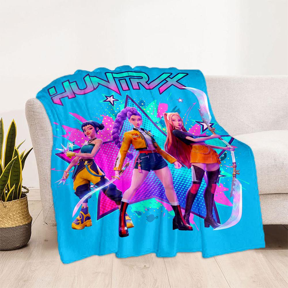 K-pop Demon Hunters Blanket Durable Comfort Suitable for Seaside Office Chair Chair All-Season Use Playful Design