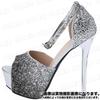 KISSOS Women's Sequined Sparkly Cabaret Heel Ankle Strap Stiletto Heel Open-Toe Sandals/Pumps (Black, Size 24.0cm (38))