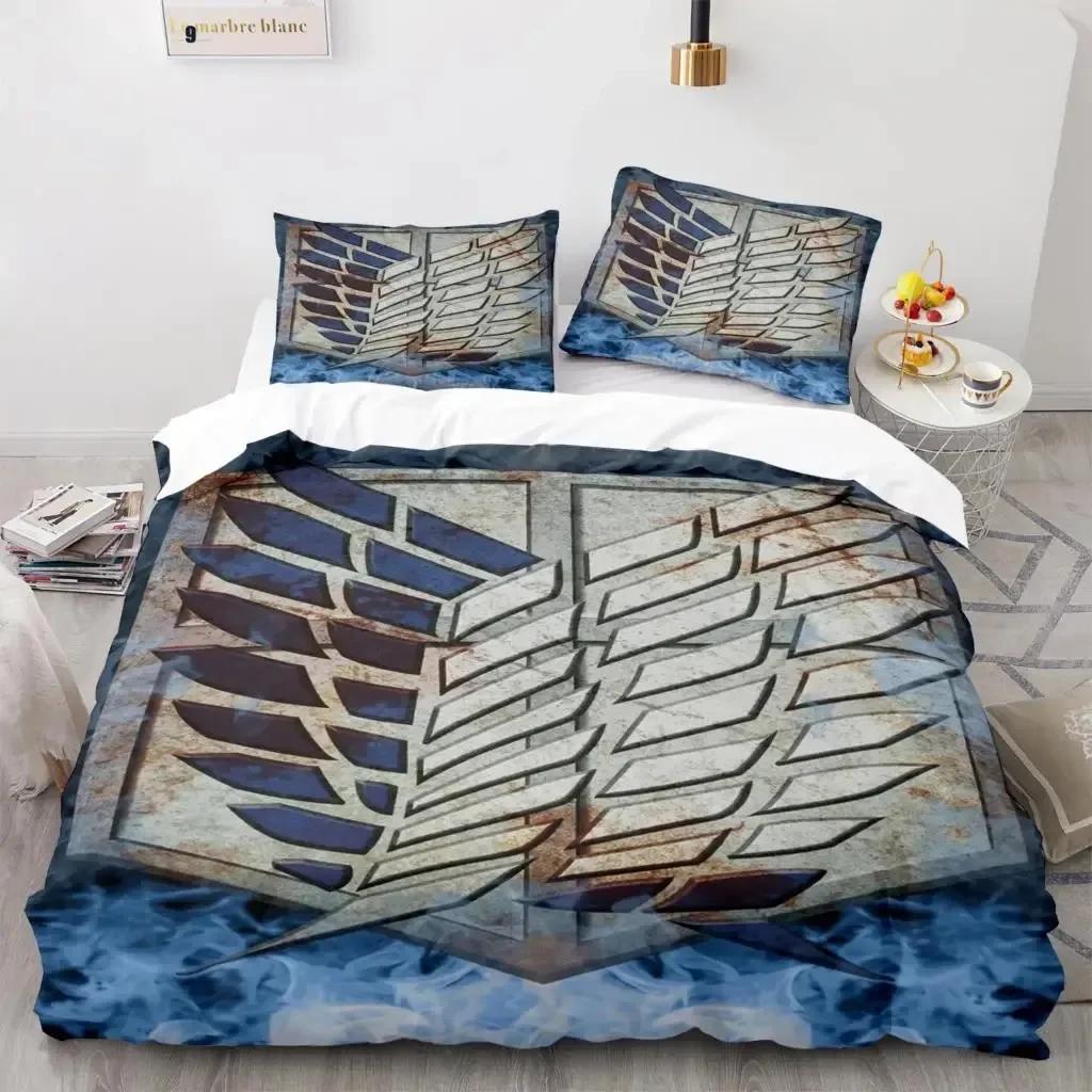 Anime Attack On Titan Bedrucktes Bettset Bettbezug Kissenbezug Bettwäscheset Bettlaken Steppdeckenbezug Full Queen King Size
