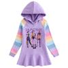 Kpop Monster Hunter Girl Group Hooded Rainbow Princess Dress - Long Sleeve Ruffle Cartoon Style for Spring/Autumn