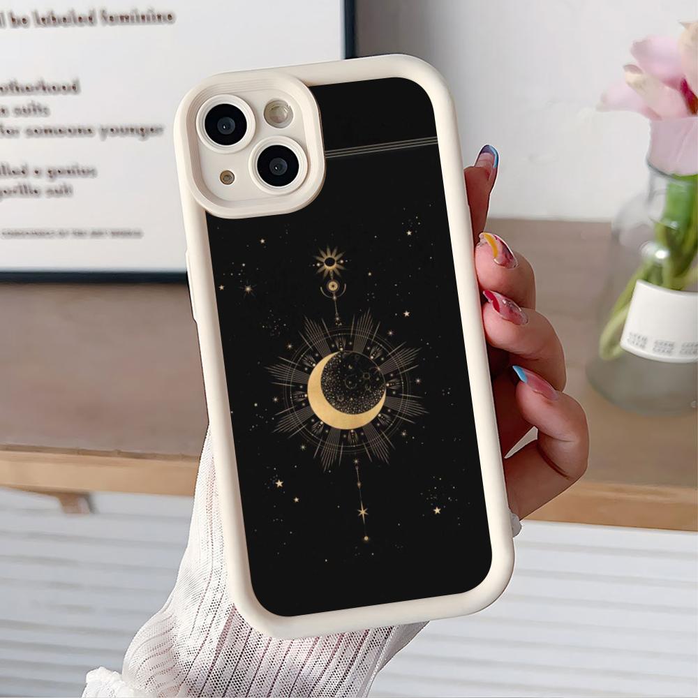 Sun Moon Mobile Cell Phone Case for iPhone 17 16 15 14 13 12 11 Air Pro Max Plus Thicken TPU Colorful Cover Pretty Luxury