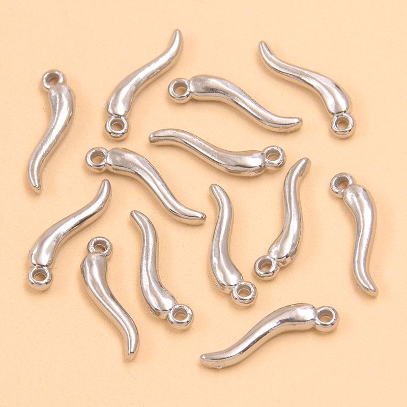 304 Stainless Steel Red Chili Oil Drip Pendant Charm, Vacuum Electroplated, 6x20mm