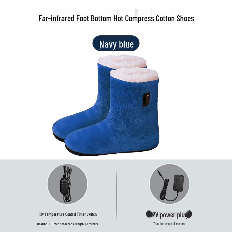 Rechargeable Heated Foot Warmer: Electric Cotton Shoes with Foot Separator for Men and Women. Size 35-37