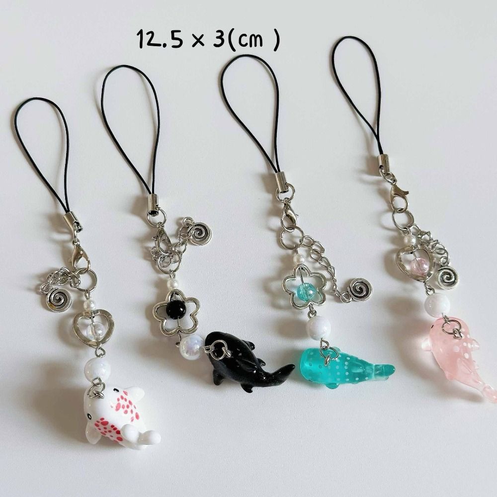 Marine Animal Phone Chain Beaded Phone Lanyard Sweet Girl Cellphone Strap Bag Keychain