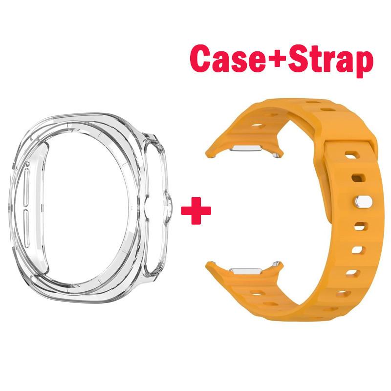 

Силиконовый ремешок + чехол для ПК Samsung Galaxy Watch 7 Ultra 47 мм Смарт-часы Браслет Браслет Часы Часы 7 Аксессуары Чехол Watch 7 Ultra 47mm жёлтый