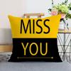 Nordic Modern Yellow Plush Throw Pillow Cover - Single-Sided Print Home Decor Cushion.
