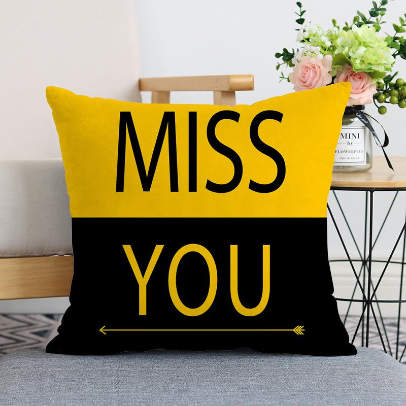 Nordic Modern Yellow Plush Throw Pillow Cover - Single-Sided Print Home Decor Cushion.