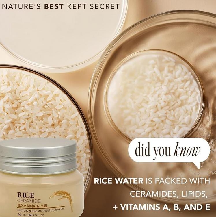 The Face Shop Rice & Ceramide Moisturizing Cream with Rice Extracts for Skin Brightening, Korean skin care products 50ml