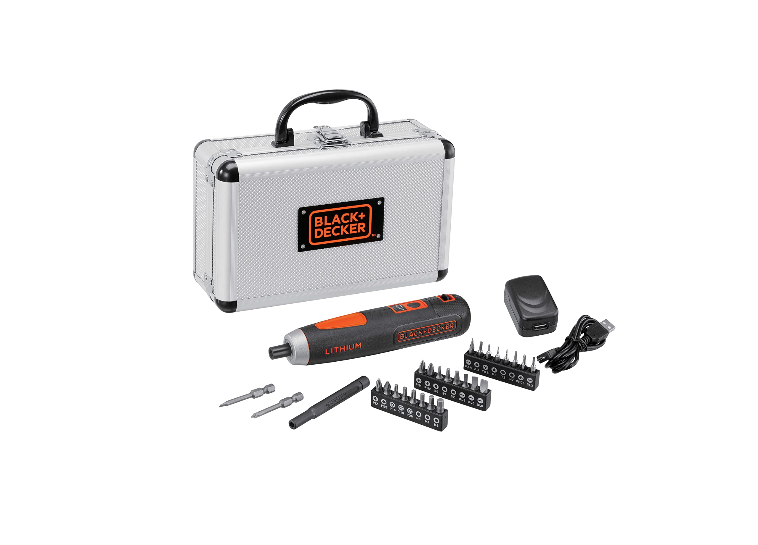 

Push Driver Cordless Limited перезаряжаемый затягивающий винт простая сборка алюминиевый корпус поставляется с 26 битами BLACK+DECKER 3.6V [Интернет-продукт]