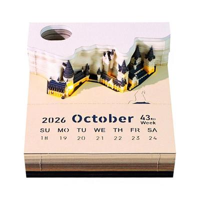 Calendrier Sculpture sur Papier Ornement de Bureau Créatif Cadeau Commémoratif Touristique Culturel et Créatif Bloc-notes Stéréoscopique 3D