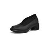 Fashion Hot New Spring Split Leather Women Shoes Round Toe Women Pumps Shoes for Women Chunky Heels Deep Mouth Loafers Zapatos Mujer