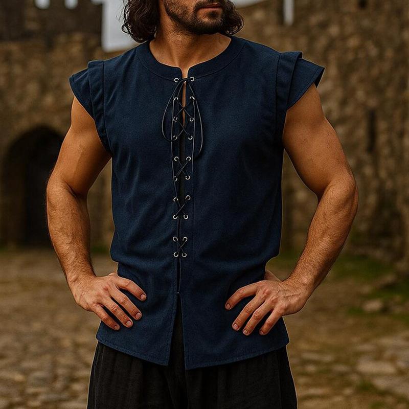 Renässans Medeltida Gotisk Stil Steampunk Väst Herrar Vintage Rund Hals Tanktoppar
