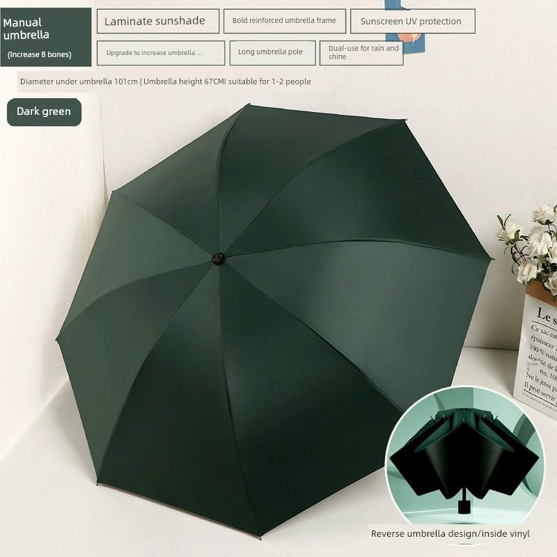 Sun Umbrella Female Foldable Rain Dual-Use Ins Wind Pure Color Minimalist Automatic Sun Protection UV Protection Sun Umbrella