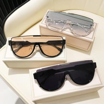 Pilot Half-Frame Sunglasses Men And Women Transparent Trend Personalized Semi-Round Glasses Couple Travel Photo Sunglasses