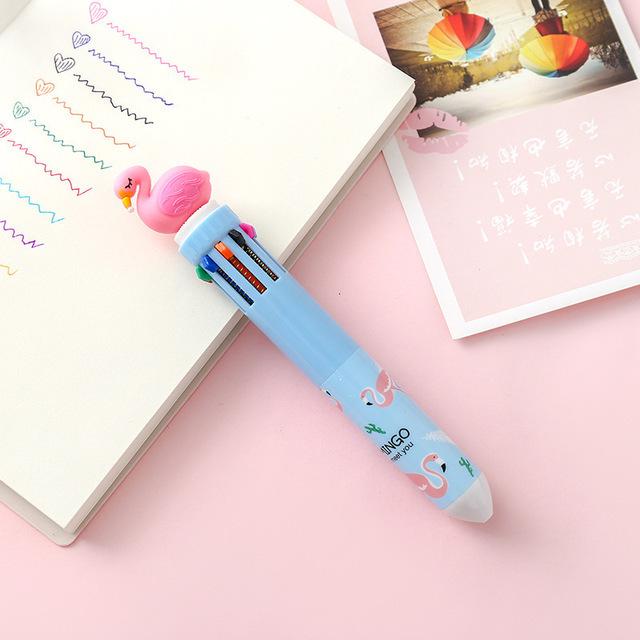 Korean Cartoon Dinosaur & Hippo 10-Color Multifunctional Ballpoint Pen for Students