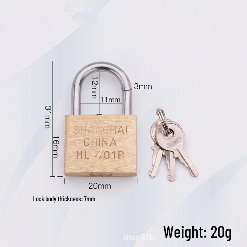 Medium-Thick Brass Padlock for Cabinets and Dormitories - Long/Short Shackle Options