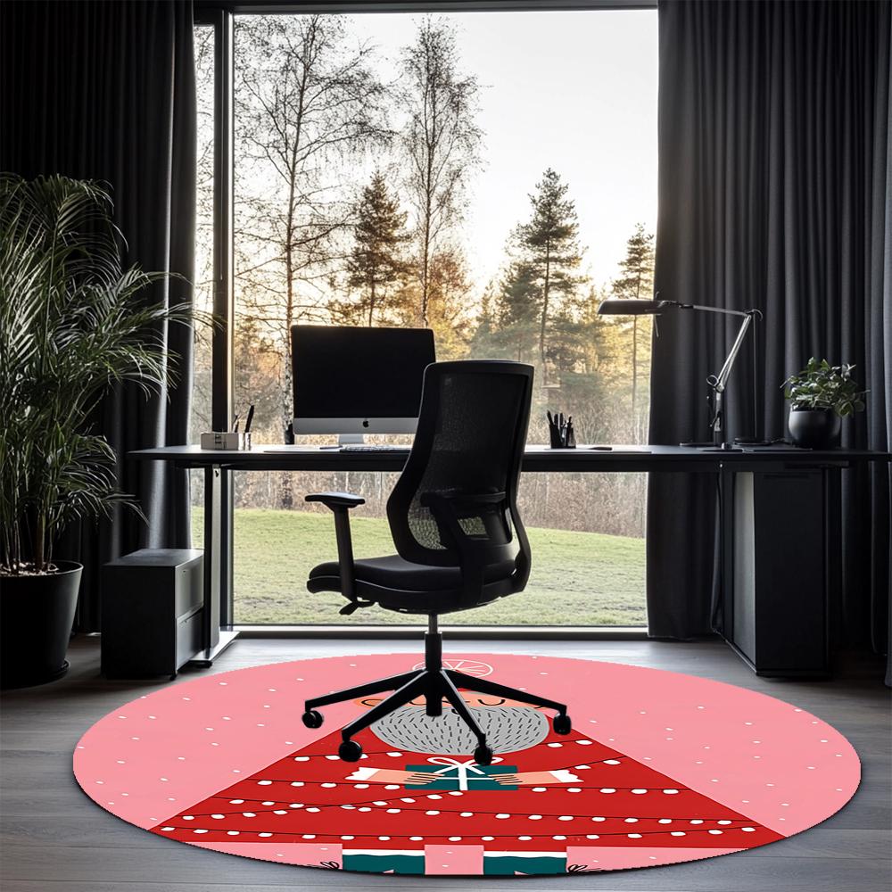 Christmas Printed Round Rug Carpet Chair Rug Area Rug Entryway Doormats,for Office Chair Living Room Bedroom Kitchen Room.