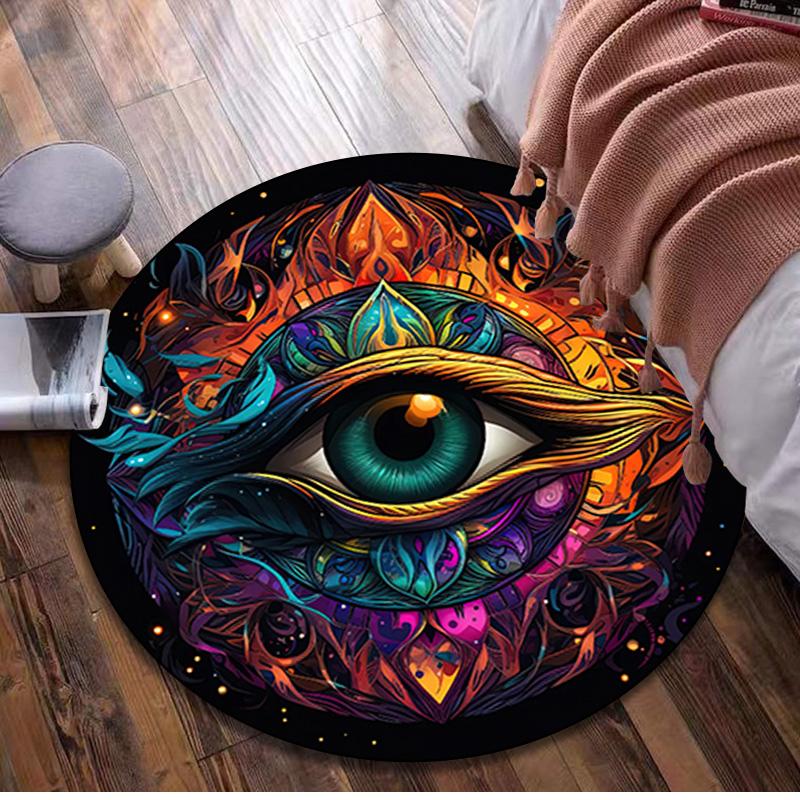 Psychedelic Eye  Circular Rug Office Decorative Carpet For Living Room Bedroom Door Mat Floor Rug Computer Chair Area Rug Viking Theme Decor
