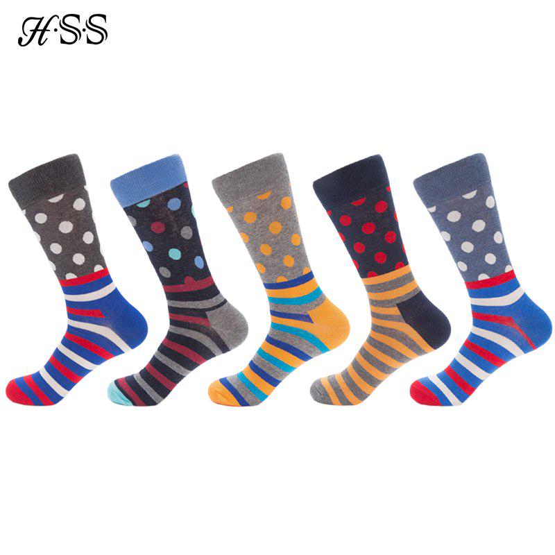 

Красочные хлопковые мужские носки Happy Funny Sock Хип-хоп уличный стиль повседневные носки с узором в горошек для мужчин
