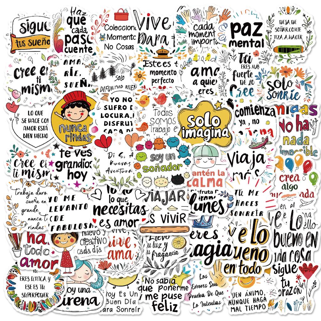 50New Inspirational Spanish Style Personalized Graffiti Stickers Suitable for Suitcases, Skateboards, Refrigerators, Laptops, Et